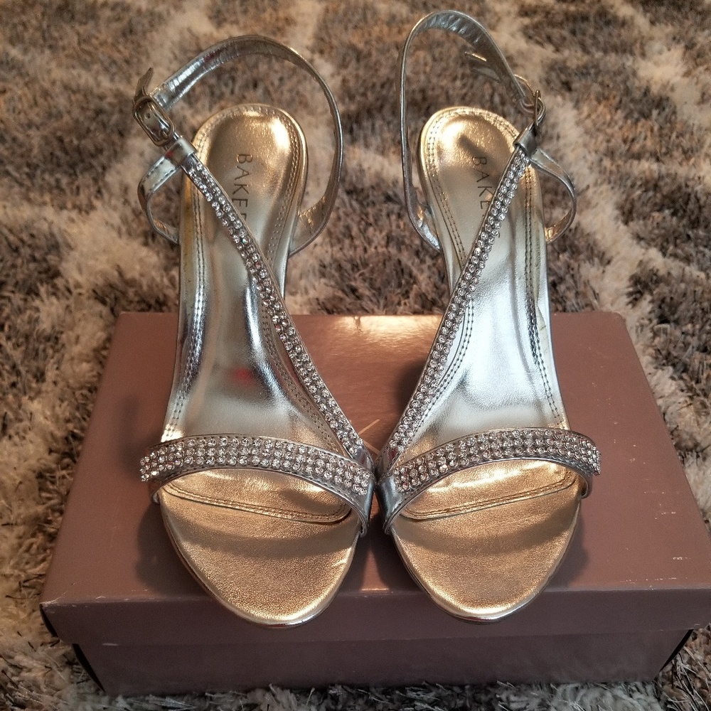 Silver studded heels for wedding, formal, or prom